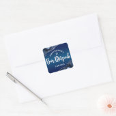 Bar Mitzvah Modern Navy Blue Ombre Agate Script Quadratischer Aufkleber (Umschlag)