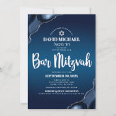 Bar Mitzvah Modern Navy Blue Ombre Drehbuch in Einladung (Vorderseite)