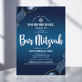 Bar Mitzvah Modern Navy Blue Ombre Drehbuch in Einladung