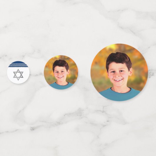 Bar Mitzvah Modern Navy Blue Silver Tallit Script Konfetti (Vorderseiten)