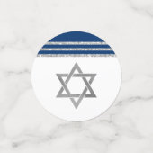 Bar Mitzvah Modern Navy Blue Silver Tallit Script Konfetti (Klein Vorderseite)