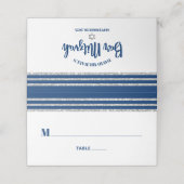 Bar Mitzvah Modern Navy Blue Silver Tallit Script Platzkarte (Außenseite Aufgefaltet)