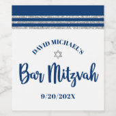 Bar Mitzvah Modern Navy Blue Silver Tallit Script Weinetikett (Einzelnes Label)