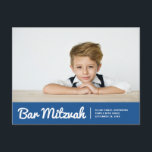Bar Mitzvah Modern Simple Custom Foto Einladung<br><div class="desc">Design besteht aus Sans Serif Typografie und spielerischer,  kursiver Schrift Typografie auf einem einfachen Hintergrund. Hinzufügen eines benutzerdefinierten horizontalen Fotos. Abrufbar unter: http://www.zazzle.com/store/selectpartysupplies</div>