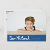 Bar Mitzvah Modern Simple Custom Foto Einladung (Vorne/Hinten)