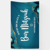 Bar Mitzvah Modern Turquoise Ombre Agate Script Banner (Vertikal)
