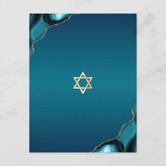 Bar Mitzvah Modern Turquoise Ombre Agate Script Begleitkarte (Rückseite)