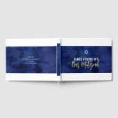 BAR MITZVAH Moderne blaue Aquarellgoldschrift Gästebuch (Voll)