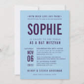 BAR MITZVAH Moderne Blockbauweise Aubergine Bluebe Einladung (Vorderseite)