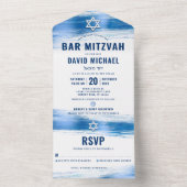 Bar Mitzvah Moderne fette Navy Typografie Blue Foi All In One Einladung (Innen Boden)
