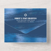 Bar Mitzvah Moderne fette Navy Typografie Blue Foi All In One Einladung (Rückseite)