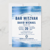 Bar Mitzvah Moderne fette Navy Typografie Blue Foi Einladung (Vorderseite)