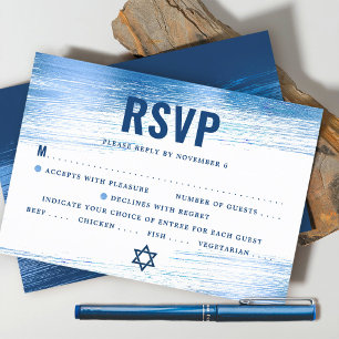 Bar Mitzvah Moderne fette Navy Typografie Blue Foi RSVP Karte