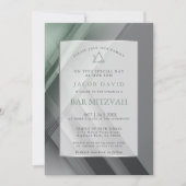 Bar Mitzvah Moderne geometrische grüne Holzkohle Einladung (Vorderseite)