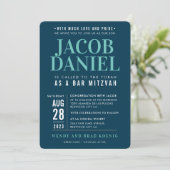 BAR MITZVAH Moderne geometrische Stackmarineblau Einladung (Stehend Vorderseite)