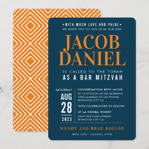 BAR MITZVAH Moderne geometrische Stackorange Einladung