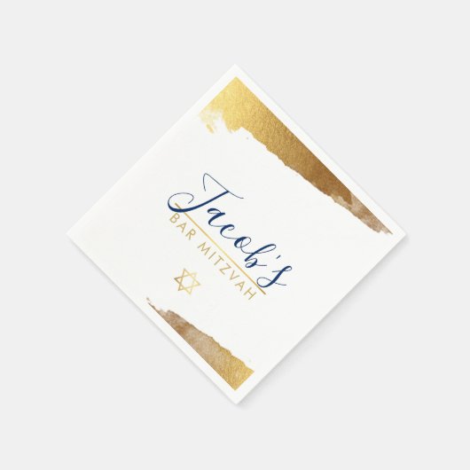 BAR MITZVAH Moderne Goldmedaille Blau Serviette (Ecke)
