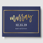 BAR MITZVAH Moderne Imitate Gold auf der Marine fü Gästebuch<br><div class="desc">von kat massard >>> WWW.SIMPLYSWEETPAPERIE.COM <<< Bitte kontaktieren Sie mich für benutzerdefinierte "gold effect"-Namen (zB murray) Ich helfe Ihnen gerne :) *** kat@simplysweetpaperie.com</div>