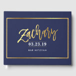 BAR MITZVAH Moderne Imitate Gold auf Marine für ZA Gästebuch<br><div class="desc">von kat massard >>> WWW.SIMPLYSWEETPAPERIE.COM <<< Bitte kontaktieren Sie mich für benutzerdefinierte "gold effect"-Namen (zB zachary) Ich helfe Ihnen gerne :) *** kat@simplysweetpaperie.com</div>