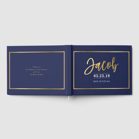 BAR MITZVAH Moderne Imitate Gold für JACOB Gästebuch (Voll)