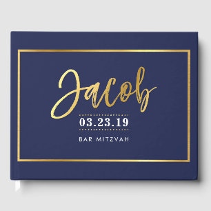 BAR MITZVAH Moderne Imitate Gold für JACOB Gästebuch