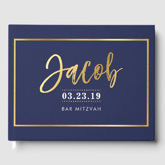 BAR MITZVAH Moderne Imitate Gold für JACOB Gästebuch (Vorderseite)