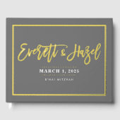 BAR MITZVAH Moderne Imitate Goldname Kalligraphie  Gästebuch (Vorderseite)