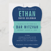 BAR MITZVAH Moderne minimale Typografie, blaue Min Einladung (Vorderseite)