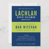 BAR MITZVAH Moderne Minimaltypografie blau Limon i Einladung (Vorderseite)