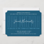 BAR MITZVAH Moderne Overlay Typ Boy Marine Blau Einladung (Vorderseite)