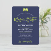 Bar Mitzvah moderne Spielermarine Limon MASON Einladung (Stehend Vorderseite)
