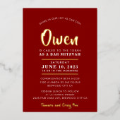 BAR MITZVAH Moderne, stilvolle Kalligraphie-Bordea Folieneinladung (Vorderseite)