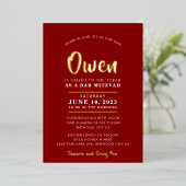 BAR MITZVAH Moderne, stilvolle Kalligraphie-Bordea Folieneinladung (Stehend vorne)