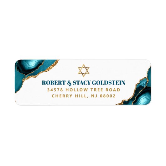 Bar Mitzvah Moderne Türkis Agate Rücksendeadresse (Vorne)