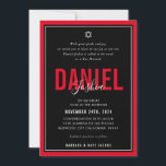 BAR MITZVAH Moderner athletischer, fett roter QRCO Einladung<br><div class="desc">durch kat massard >>> kat@simplysweetPAPERIE.com << << CONTACT ME für den benutzerdefinierten Wortlaut oder um irgendwelche Zeilen in hebräischer Liebe das Design hinzuzufügen, aber möchte einige Änderungen sehen - ein anderes Farbschema, Produkt, ein Foto hinzufügen oder angepasst für einen anderen Anlass - keine Sorgen einfach kontaktieren Sie mich - ich...</div>