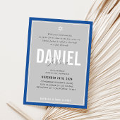 BAR MITZVAH Moderner athletischer Junge fett blau Einladung