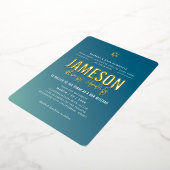 BAR MITZVAH Moderner, blauer Pfefferminzverlauf Folieneinladung (Gedreht)