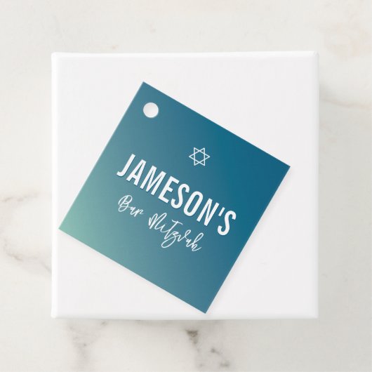 BAR MITZVAH Moderner, blauer Pfefferminzverlauf Geschenkanhänger (Beispiel)