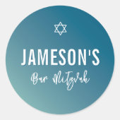 BAR MITZVAH Moderner, blauer Pfefferminzverlauf Runder Aufkleber (Vorderseite)