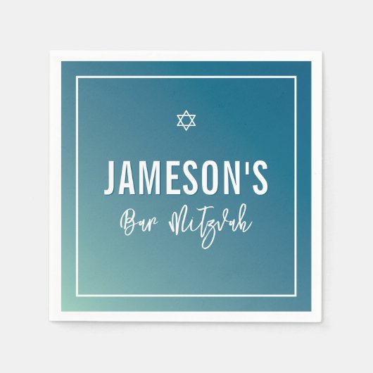 BAR MITZVAH Moderner, blauer Pfefferminzverlauf Serviette (Vorderseite)