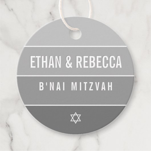BAR MITZVAH moderner, fettfreier Omelblock grau Geschenkanhänger (Vorderseite)