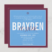 BAR MITZVAH Moderner Fußballblankmaroon ELLINA Einladung (Vorne/Hinten)