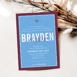 BAR MITZVAH Moderner Fußballblankmaroon ELLINA Einladung