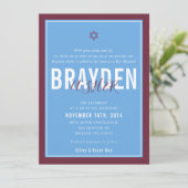 BAR MITZVAH Moderner Fußballblankmaroon ELLINA Einladung (Stehend Vorderseite)