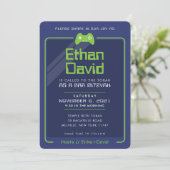 BAR MITZVAH Moderner Gamer Kontrolle Neon Green 2 Einladung (Stehend Vorderseite)