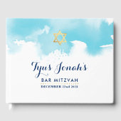 BAR MITZVAH Moderner Goldstar Aquarelle Gästebuch (Vorderseite)