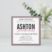 BAR MITZVAH Moderner maskulinarischer Schwarzsport Einladung (Stehend Vorderseite)