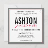 BAR MITZVAH Moderner maskulinarischer Schwarzsport Einladung (Vorderseite)