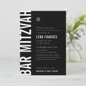 BAR MITZVAH Moderner Minimaler Junge Schwarz-weiß Einladung (Stehend Vorderseite)