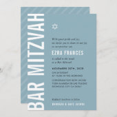 BAR MITZVAH Moderner Minimaljunge duk blau Einladung (Vorne/Hinten)